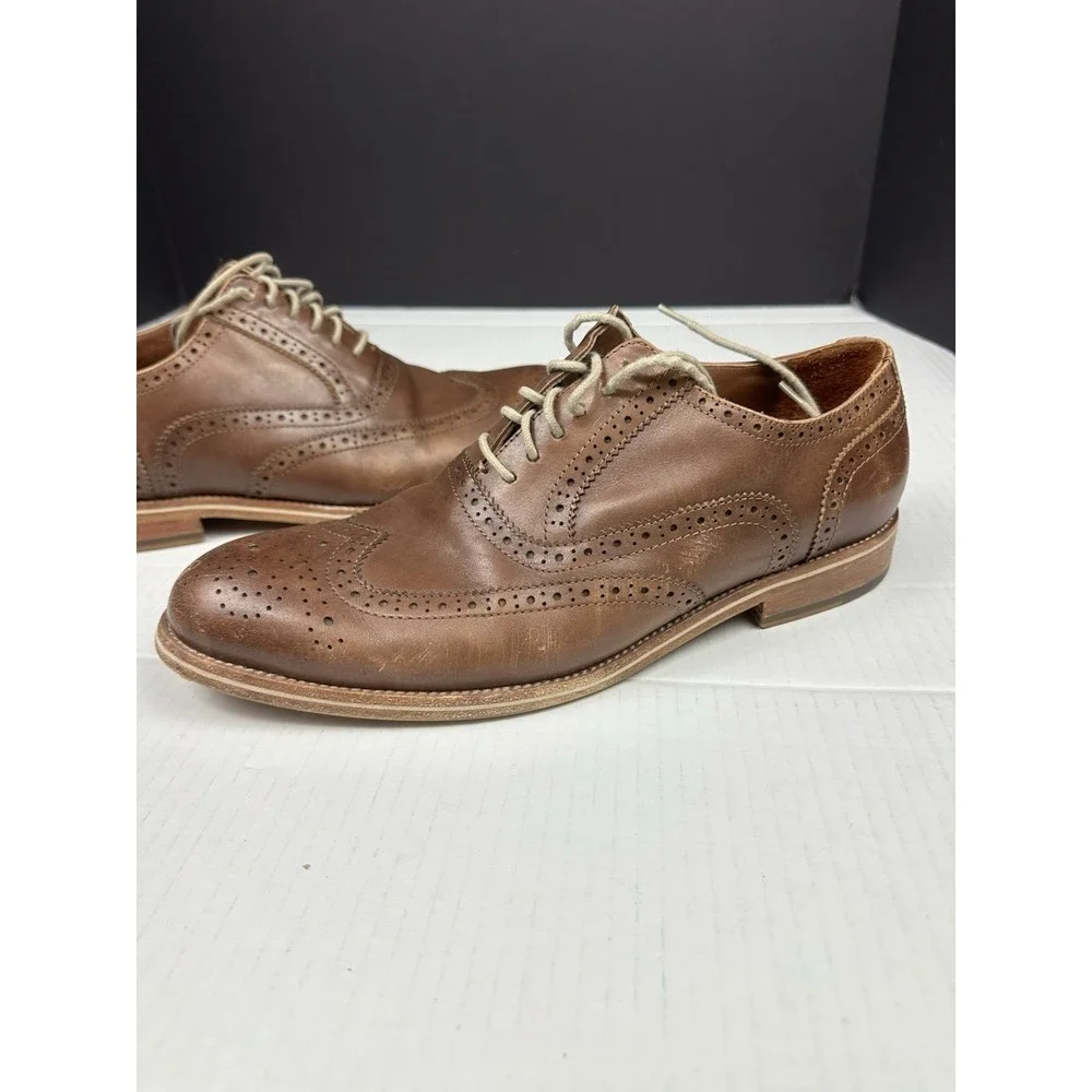 Warfield & Grand Men's Sz 9 Wing Tip Oxfords Roy 63606 Brown Dress See Pics